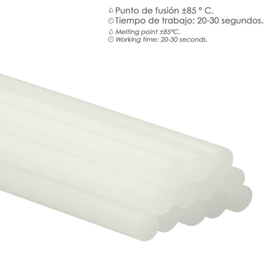 Barras De Pegamento Caliente Ø 11,2 mm, Blister 12 Unidades, Barras Silicona, Pegamento Pistola Termofusible, Silicona Pistola a