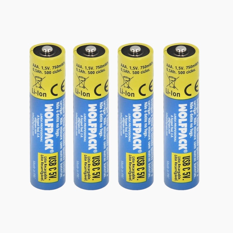 Pila Litio Recargable "AAA" 1,5V USB-C (4 Unidades)