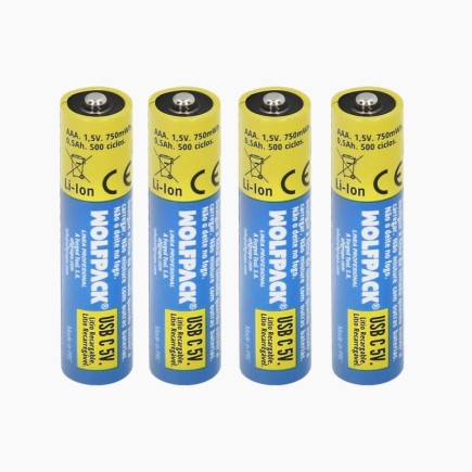 Pila Litio Recargable "AAA" 1,5V USB-C (4 Unidades)