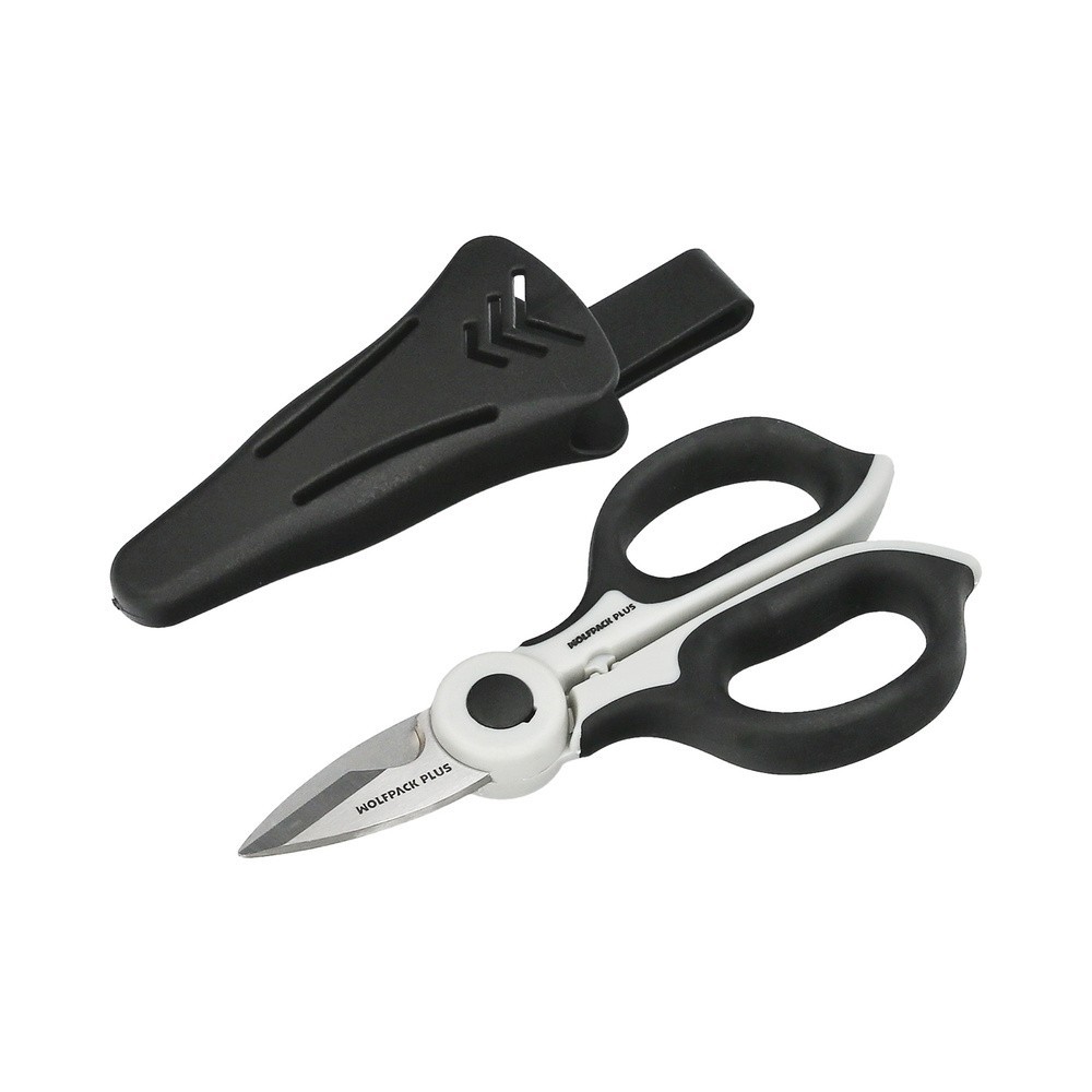 Tijeras Electricista 155 mm, Mango TPR Plus No tension, Con Funda Hojas Acero Inoxidable, Tijeras Cortar Cable, Pelacables al po