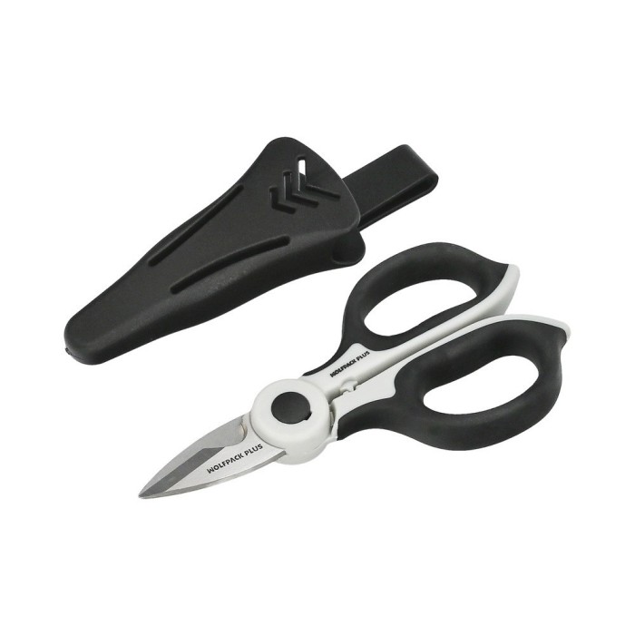 Tijeras Electricista 155 mm, Mango TPR Plus No tension, Con Funda Hojas Acero Inoxidable, Tijeras Cortar Cable, Pelacables al po