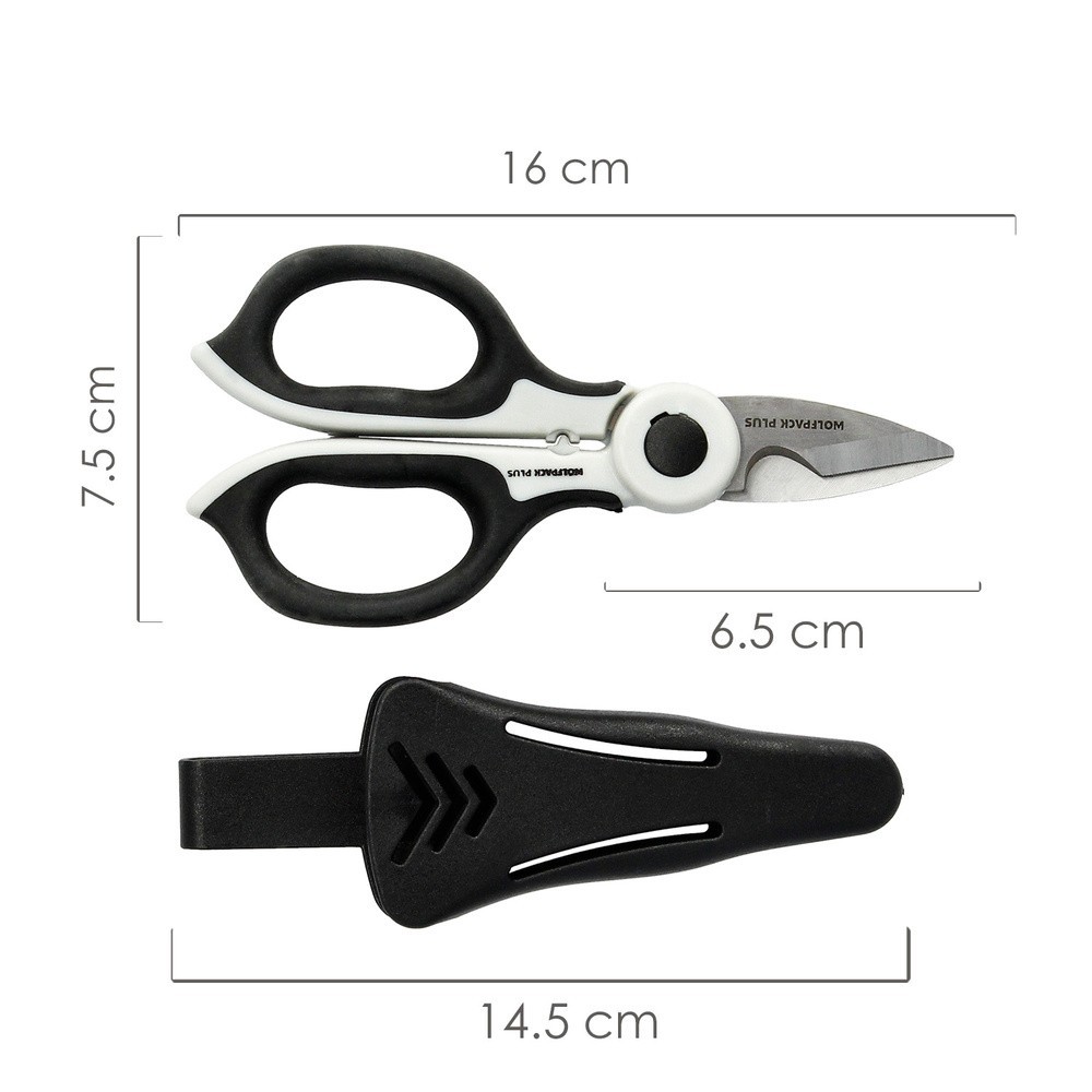 Tijeras Electricista 155 mm, Mango TPR Plus No tension, Con Funda Hojas Acero Inoxidable, Tijeras Cortar Cable, Pelacables al po
