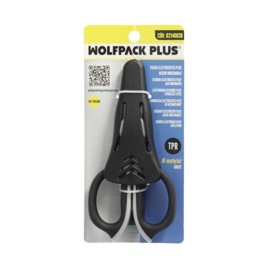 Tijeras Electricista 155 mm, Mango TPR Plus No tension, Con Funda Hojas Acero Inoxidable, Tijeras Cortar Cable, Pelacables al po
