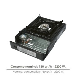 Cocina Gas Inoxidable A Cartucho Con Maletin, Cocina Portatil, Cartuchos Gas 230 gramos, Certificacion EN 17476/2021