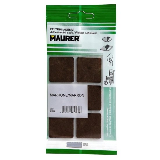 Fieltro Adhesivo 30 x 30 mm (Blister  6 Piezas) Marrón al por Mayor | Almacén de Ferretería