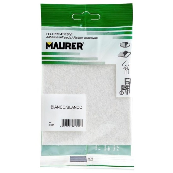 Fieltro Adhesivo 100 x 100 mm, (Blister 1 Pieza) Blanco al por Mayor | Almacén de Ferretería
