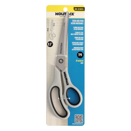 Tijeras Multiuso Acero Inoxidable 9,5" / 240 mm, Hojas Acero Inoxidable, Mango Comodo y Suave al por Mayor | Almacén de Ferreter