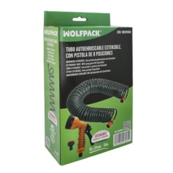Manguera  Extensible Autoenroscable Espiral 15 Metros Con Pistola y Conectores