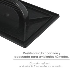 Talocha Plastico 27x18 cm, Mango Redondo Negro Con Alveolos