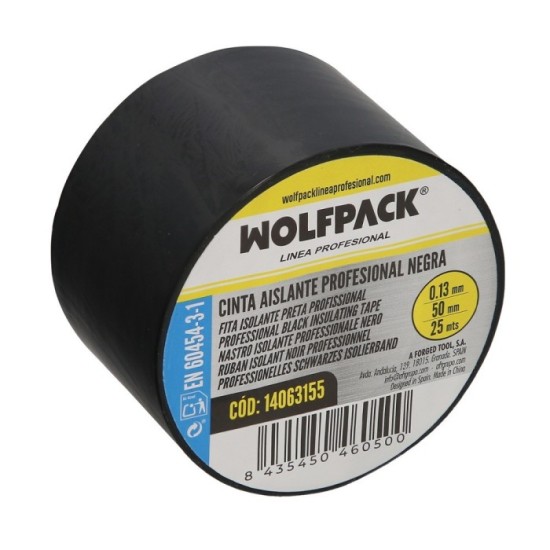 Cinta Aislante Profesional Negra Espesor 0,13 mm, Ancho 50 mm, Rollo 25 Metros Cinta Electricista, Cinta Aislante Cables al por 