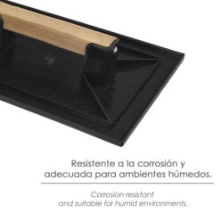 Talocha Plastico 27x18 cm, Mango Madera Negra Con Alveolos