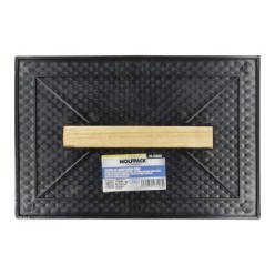 Talocha Plastico 27x18 cm, Mango Madera Negra Con Alveolos