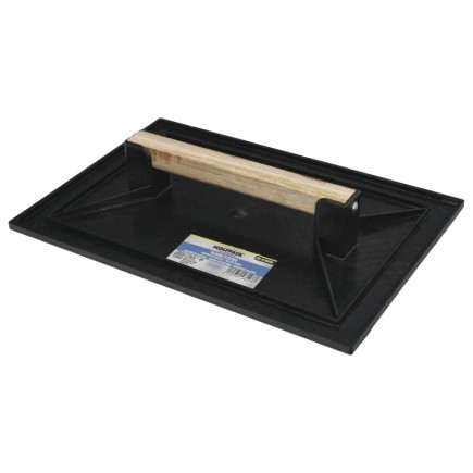 Talocha Plastico 32x22 cm, Mango Madera Negra Con Alveolos