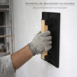 Talocha Plastico 32x22 cm, Mango Madera Negra Con Alveolos
