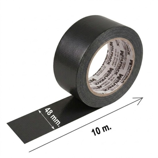 Cinta Americana "Muscle" Color Negro 48 mm, x 10 mertos, Super Resistente, Sellar, Reparar, Unir, Fijar, Sujetar, Empaquetar, al