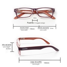 Gafas Lectura Kansas Morado / Naranja, Aumento +1,5 Gafas De Vista, Gafas De Aumento, Gafas Visión Borrosa