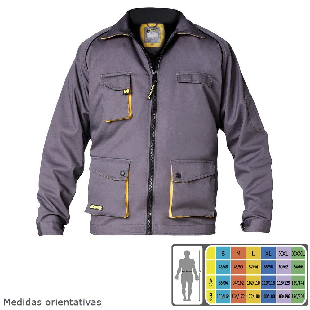 Chaqueta de Trabajo Gris/Amarillo Talla 48/50 M al por Mayor | Almacén de Ferretería