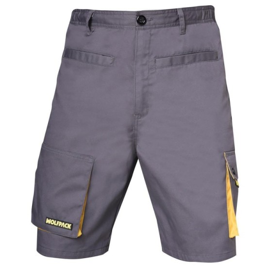 Pantalones Cortos DeTrabajo, Multibolsillos, Resistentes, Gris/Amarillo Talla 54/56 XXL al por Mayor | Almacén de Ferretería