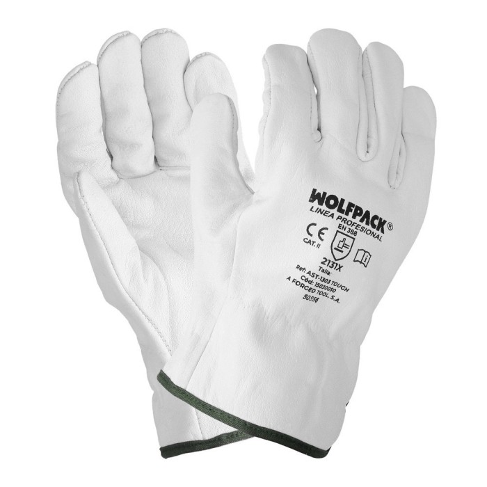 Guantes De Trabajo De Piel Flor De Vacuno, Proteccion Laboral, Riesgos Mecanicos, Guantes De Seguridad De Cuero, Talla 7" (Par) 