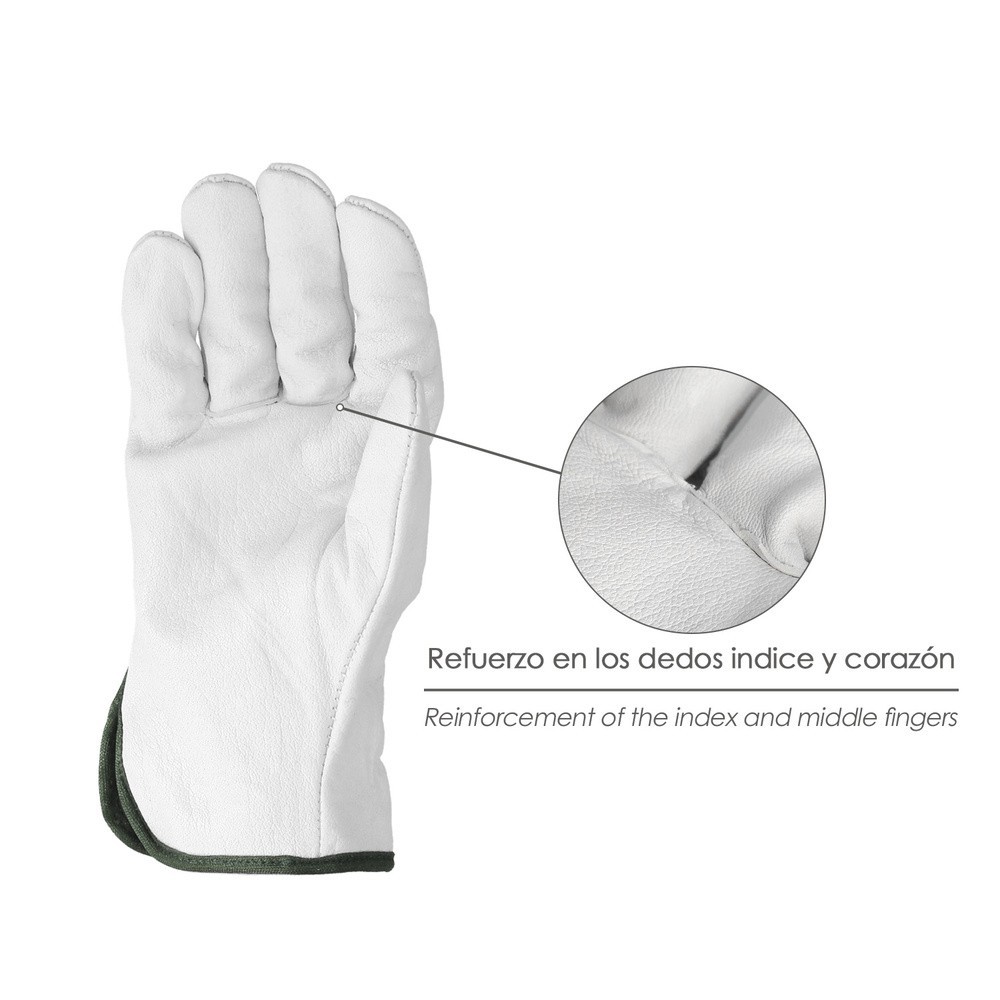 Guantes De Trabajo De Piel Flor De Vacuno, Proteccion Laboral, Riesgos Mecanicos, Guantes De Seguridad De Cuero, Talla 7" (Par) 