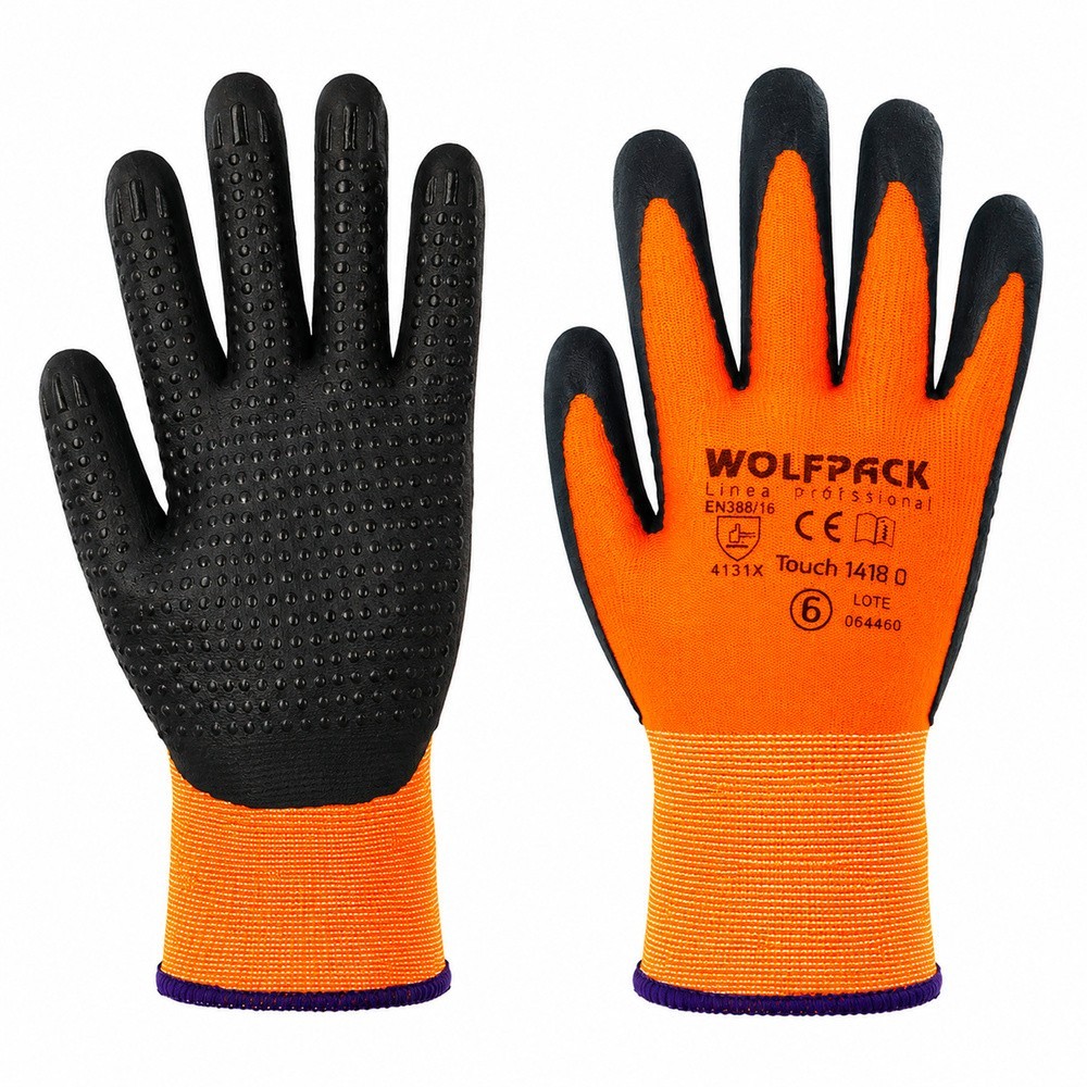 Guantes Nylon Con Palma En Foam y Puntos Nitrilo Touch 7" (Par) al por Mayor | Almacén de Ferretería