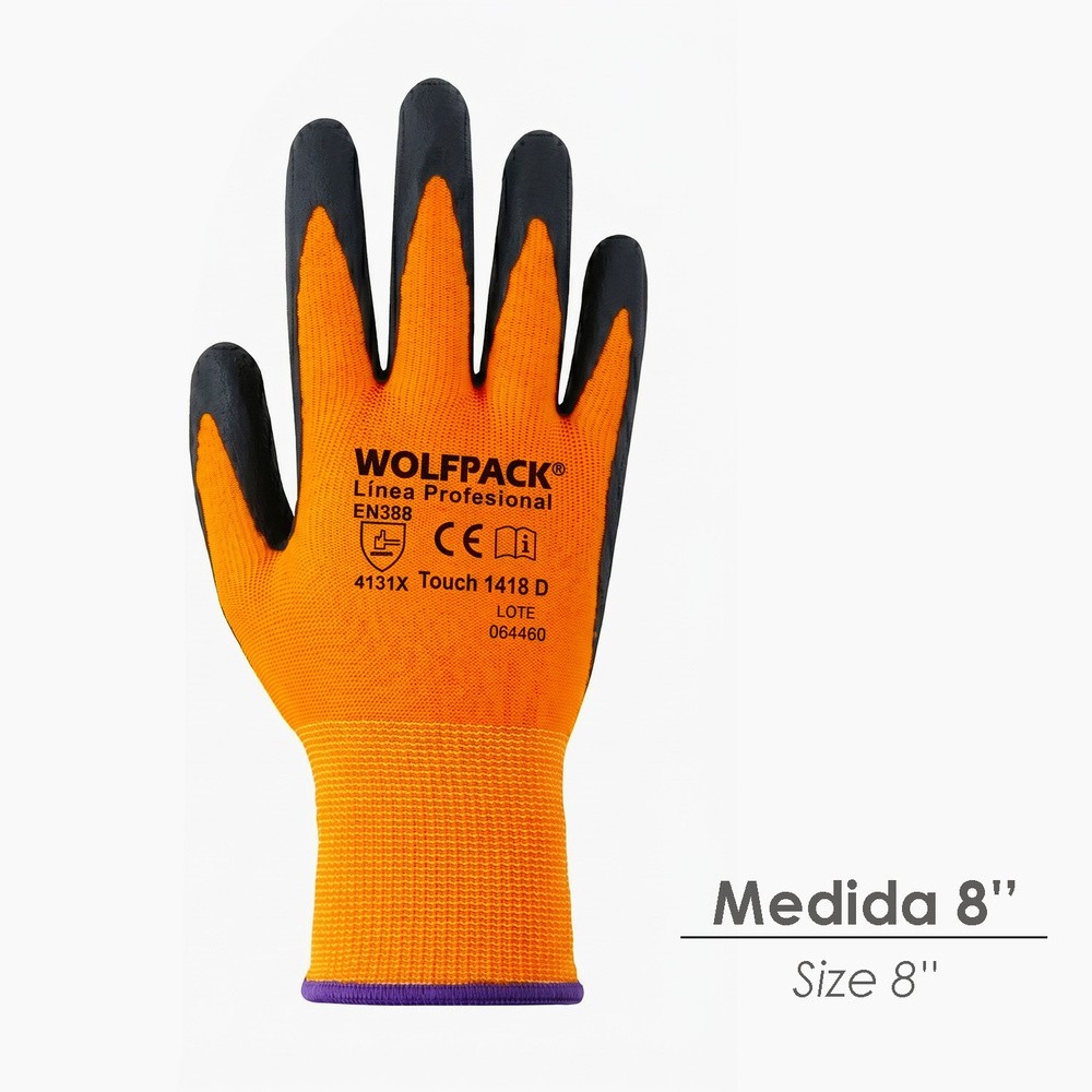 Guantes Nylon Con Palma En Foam y Puntos Nitrilo Touch 8" (Par) al por Mayor | Almacén de Ferretería