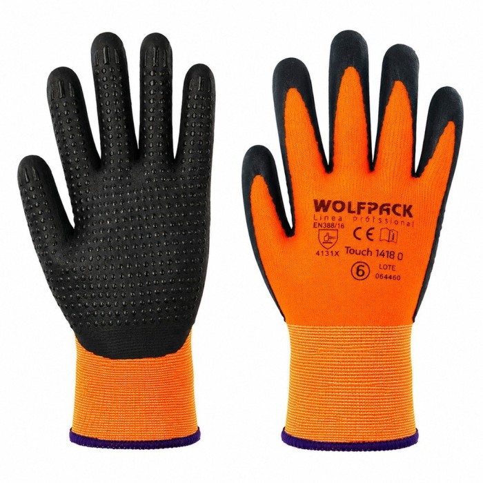 Guantes Nylon Con Palma En Foam y Puntos Nitrilo Touch 10" (Par) al por Mayor | Almacén de Ferretería