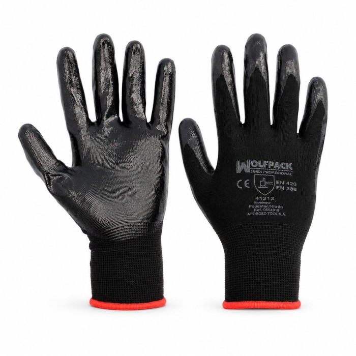 Guantes Nitrilo / Poliester Impregnado 8" (Par) al por Mayor | Almacén de Ferretería