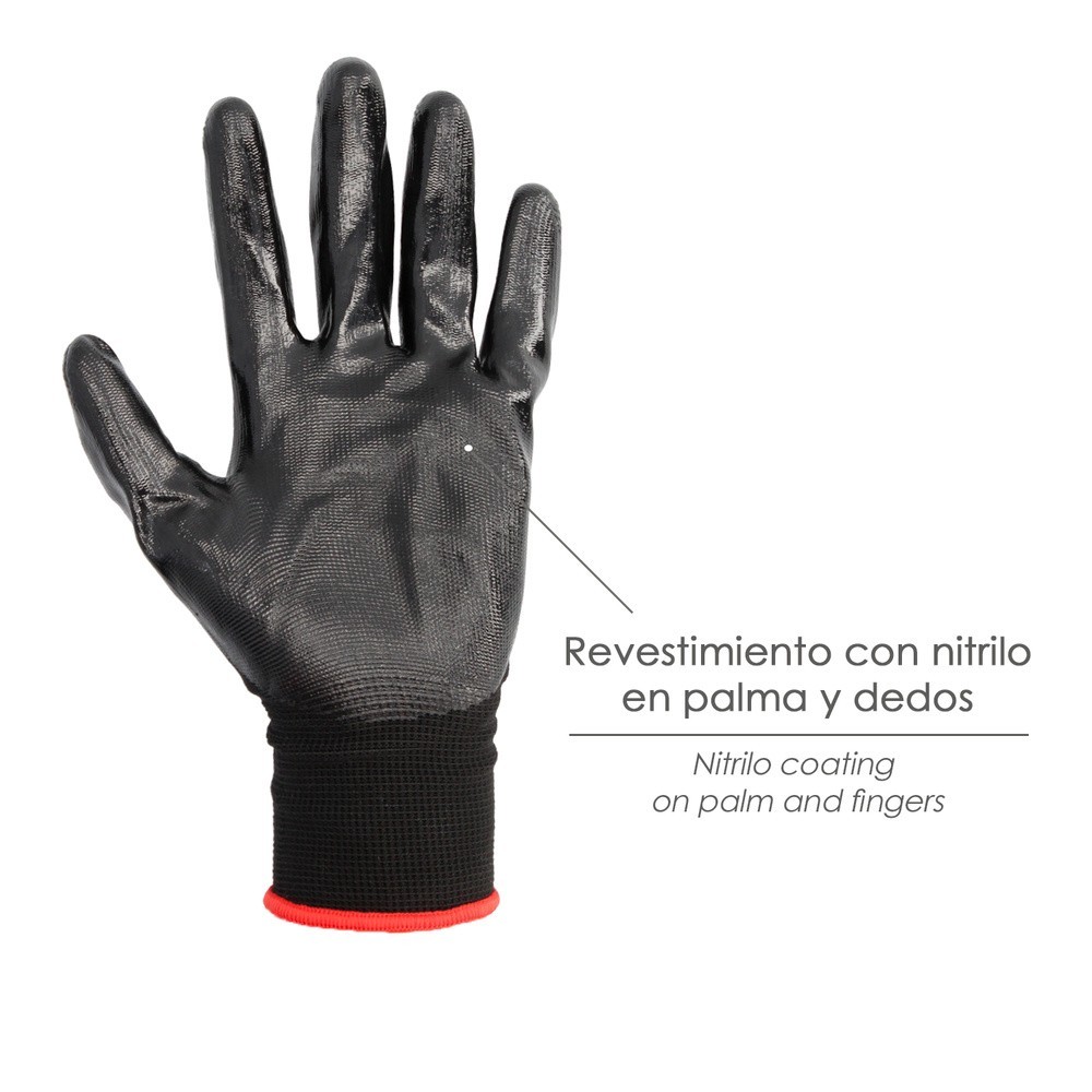 Guantes Nitrilo / Poliester Impregnado 8" (Par) al por Mayor | Almacén de Ferretería