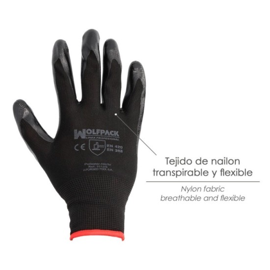 Guantes Nitrilo / Poliester Impregnado 8" (Par) al por Mayor | Almacén de Ferretería