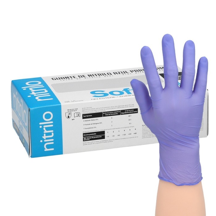Guante Desechable Nitrilo Azul  M 3,5 gms, Caja 100 unidades, al por Mayor | Almacén de Ferretería