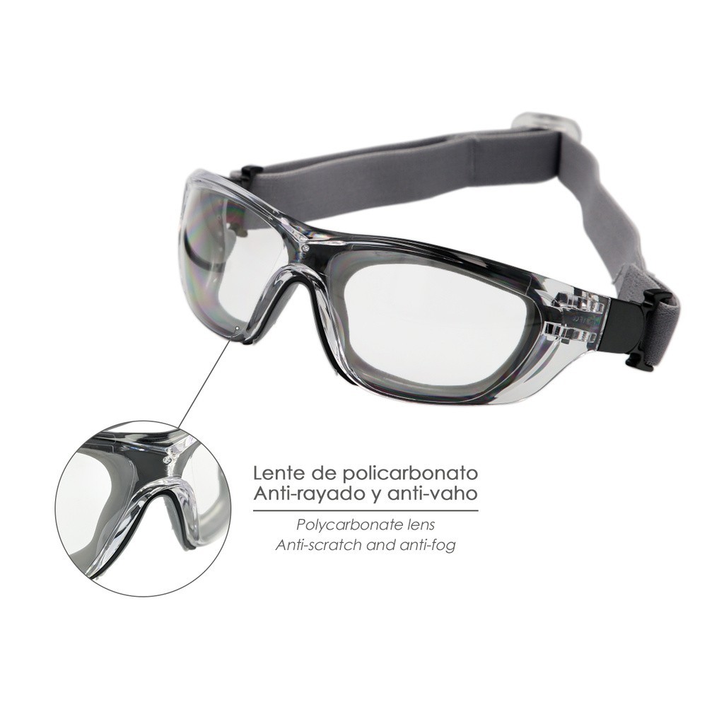 Gafas de Seguridad Acolchadas Cristales Transparentes Con Patillas o Goma Elastica,  Patillas Engomadas EN/166 al por Mayor | Al