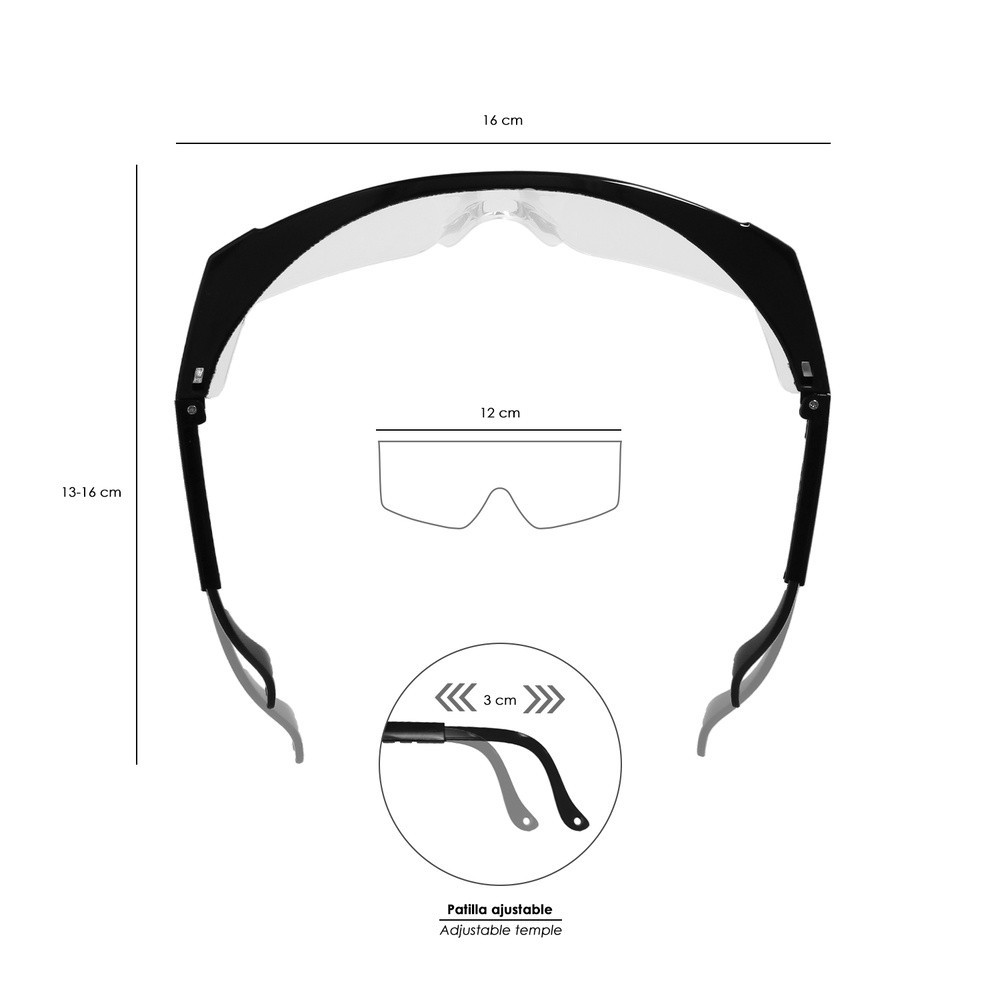 Gafas Proteccion Con Patillas Ajustables Certificación EN166, Lente Color Transparente, Gafas Protección Gafas Trabajo al por Ma