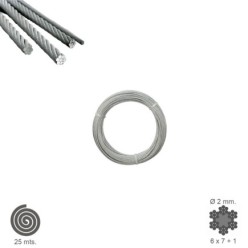 Cable Galvanizado    2 mm, (Rollo 25 Metros) No Elevacion