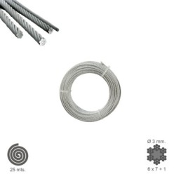 Cable Galvanizado    3 mm, (Rollo 25 Metros) No Elevacion