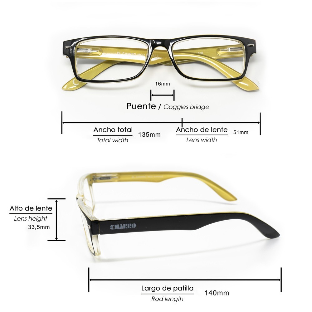 Gafas Lectura Kansas Negro / Amarillo, Aumento +1,5 Gafas De Vista, Gafas De Aumento, Gafas Visión Borrosa al por Mayor | Almacé