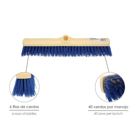 Cepillo Barrendero Industrial Fibra Semi Rigida PVC, Soporte Polipropileno 50 cm, (Sin Mango) al por Mayor | Almacén de Ferreter