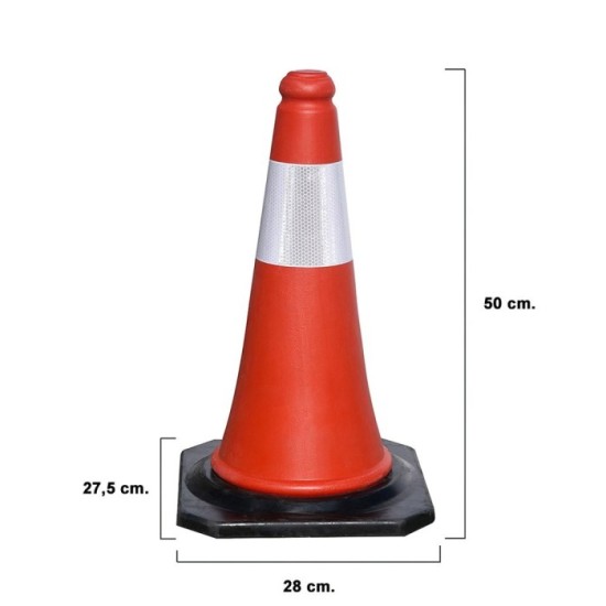 Cono Señalizacion Base Goma 50 cm, Reflectante Uso Domestico al por Mayor | Almacén de Ferretería