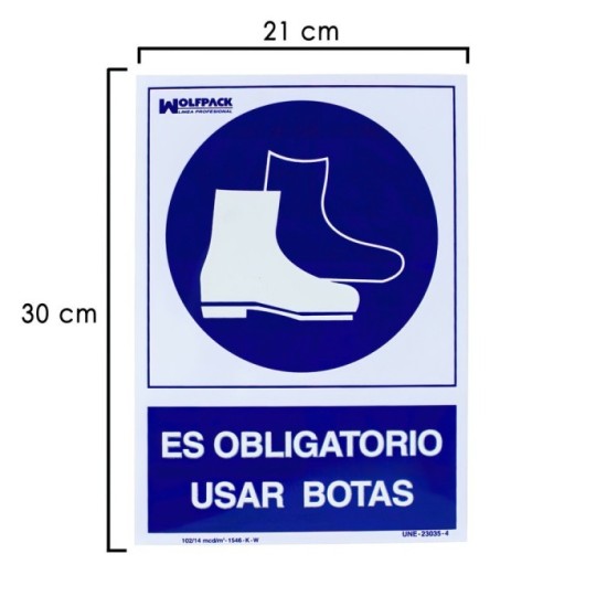 Cartel Obligatorio Uso De Botas 21x 30 (Alt,) cm, al por Mayor | Almacén de Ferretería