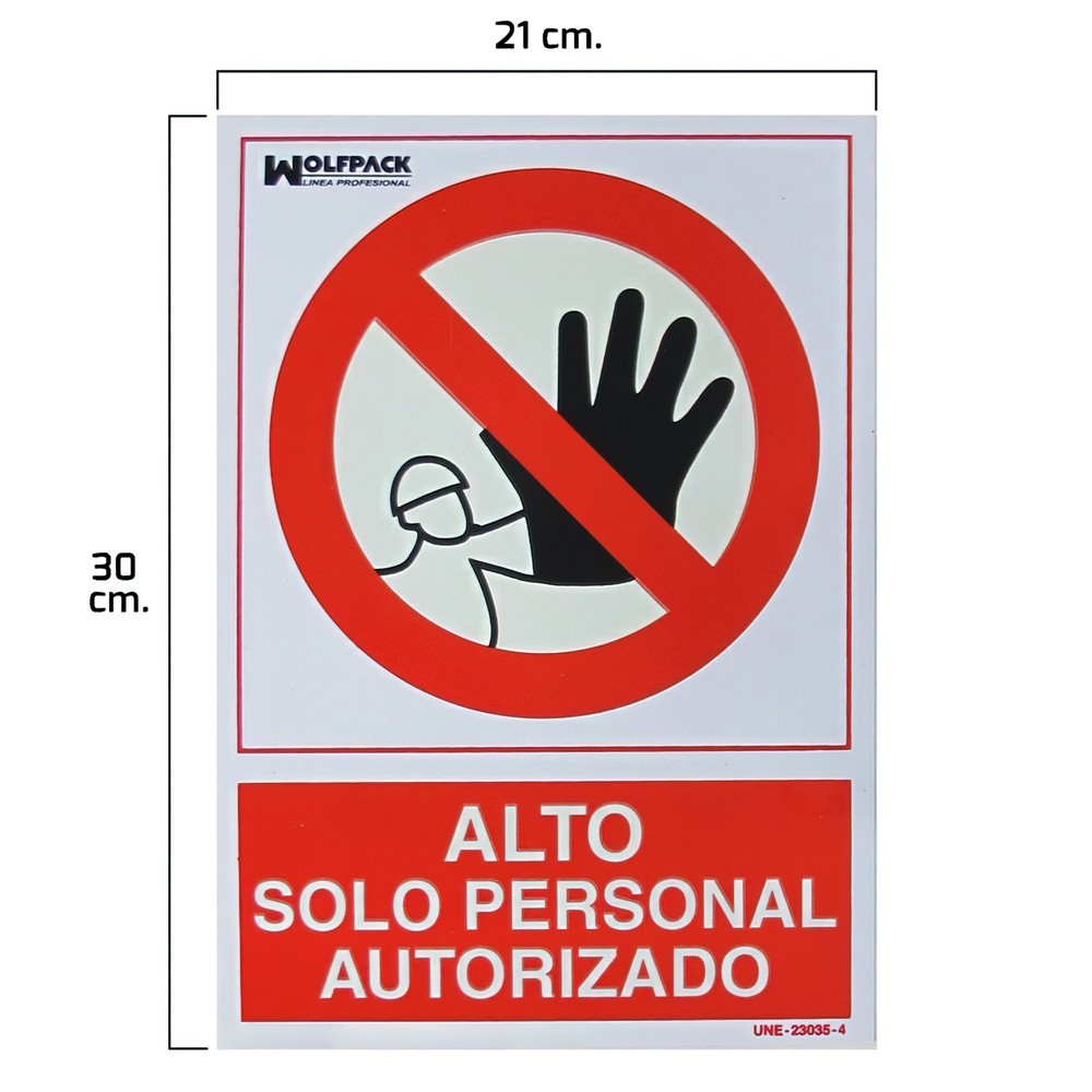 Cartel Alto Acceso Solo Personal Autorizado 21x 30 (Alt,) cm, al por Mayor | Almacén de Ferretería