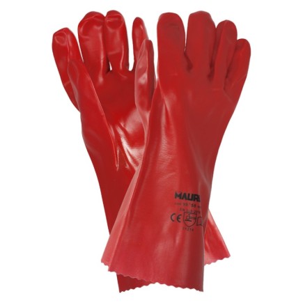 Guantes Pvc Rojo 35 cm, (Par)