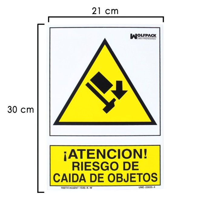 Cartel Riesgo Caida De Objetos 21 x 30 (Alt) cm, al por Mayor | Almacén de Ferretería