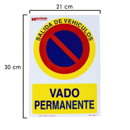 Cartel Vado Permanente 21 x 30 (Alt) cm, al por Mayor | Almacén de Ferretería
