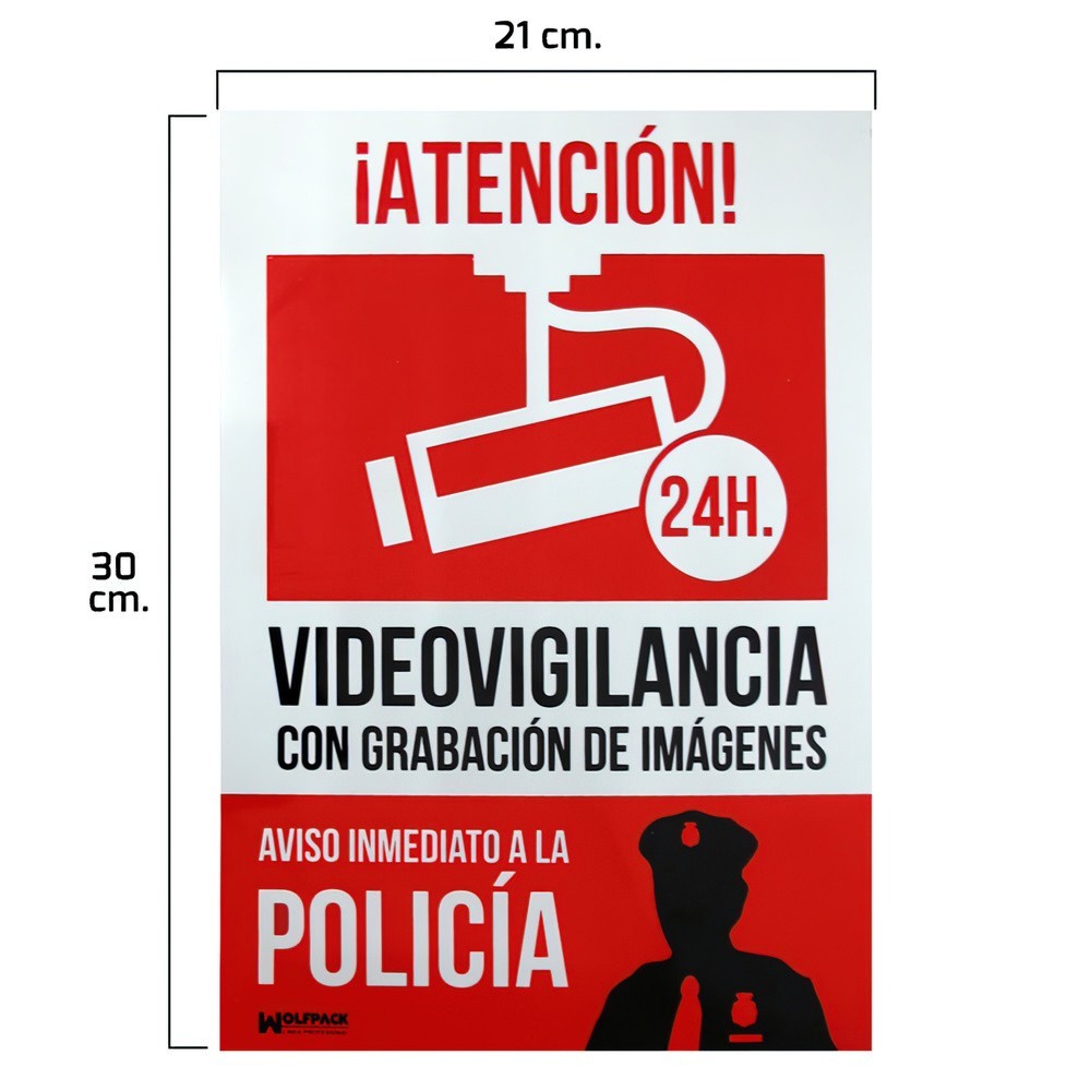 Cartel Alarma Conectada Aviso a Policia 21x 30 (Alt,) cm, al por Mayor | Almacén de Ferretería