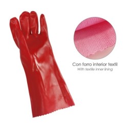 Guantes Pvc Rojo 35 cm, (Par)