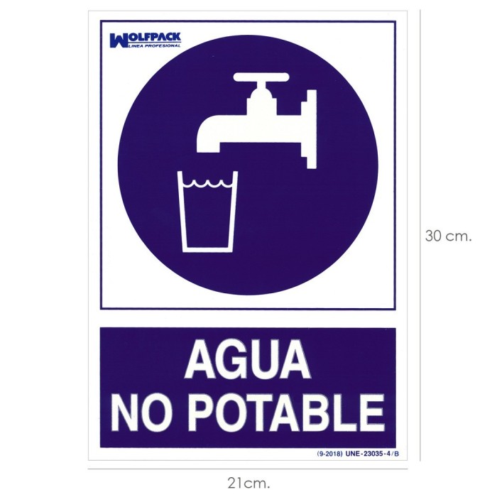Cartel Agua No Potable 21x 30 (Alt,) cm, al por Mayor | Almacén de Ferretería