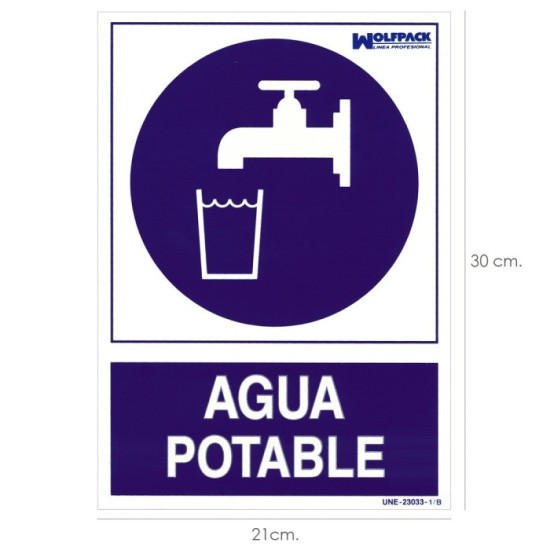 Cartel Agua Potable 21x 30 (Alt,) cm, al por Mayor | Almacén de Ferretería