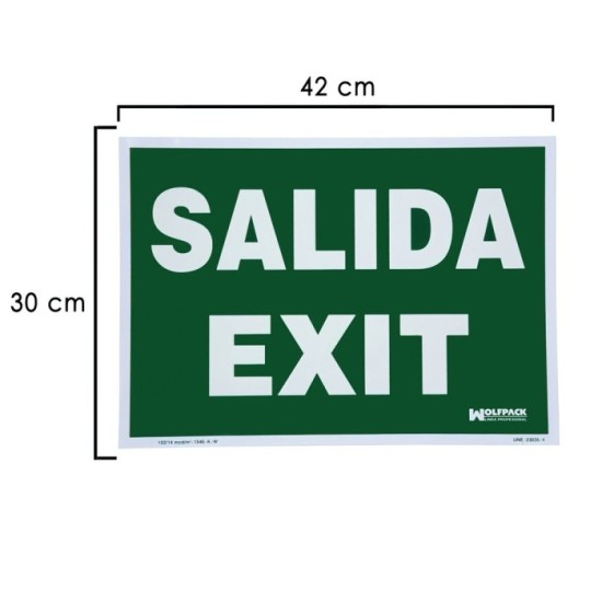 Cartel / Señal Fluorescente Salida Exit 42 x 30 (Alt,) cm, al por Mayor | Almacén de Ferretería