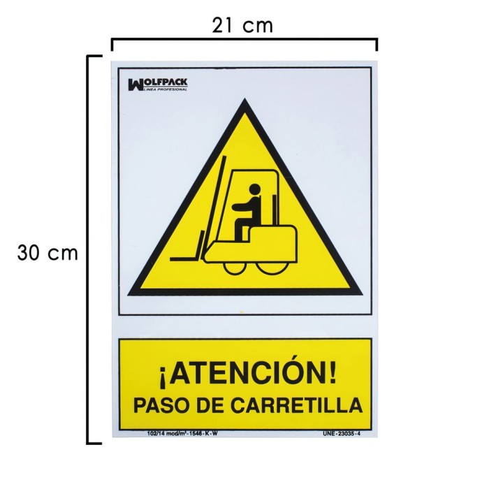 Cartel Atencion Paso Carretilla 21x 30 (Alt,) cm, al por Mayor | Almacén de Ferretería