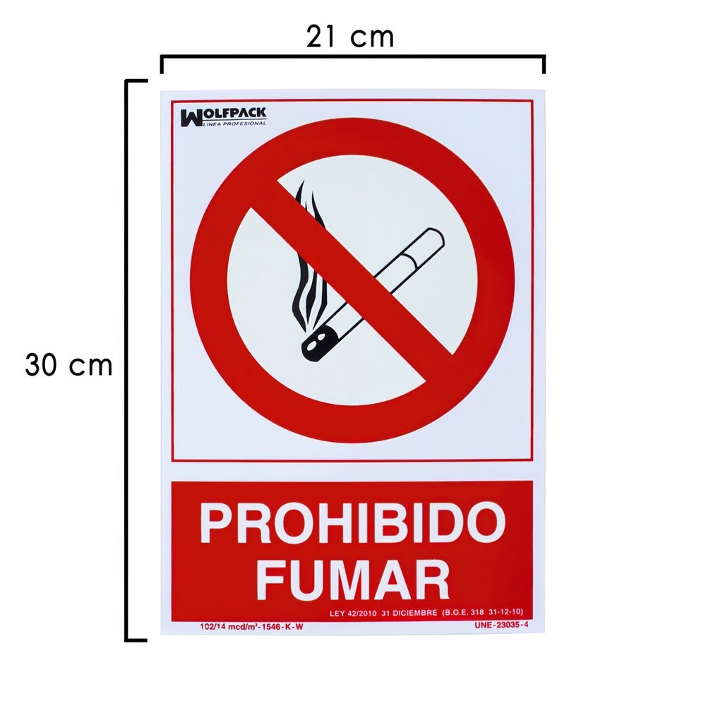 Cartel Prohibido Fumar 21 x 30 (Alt) cm, al por Mayor | Almacén de Ferretería